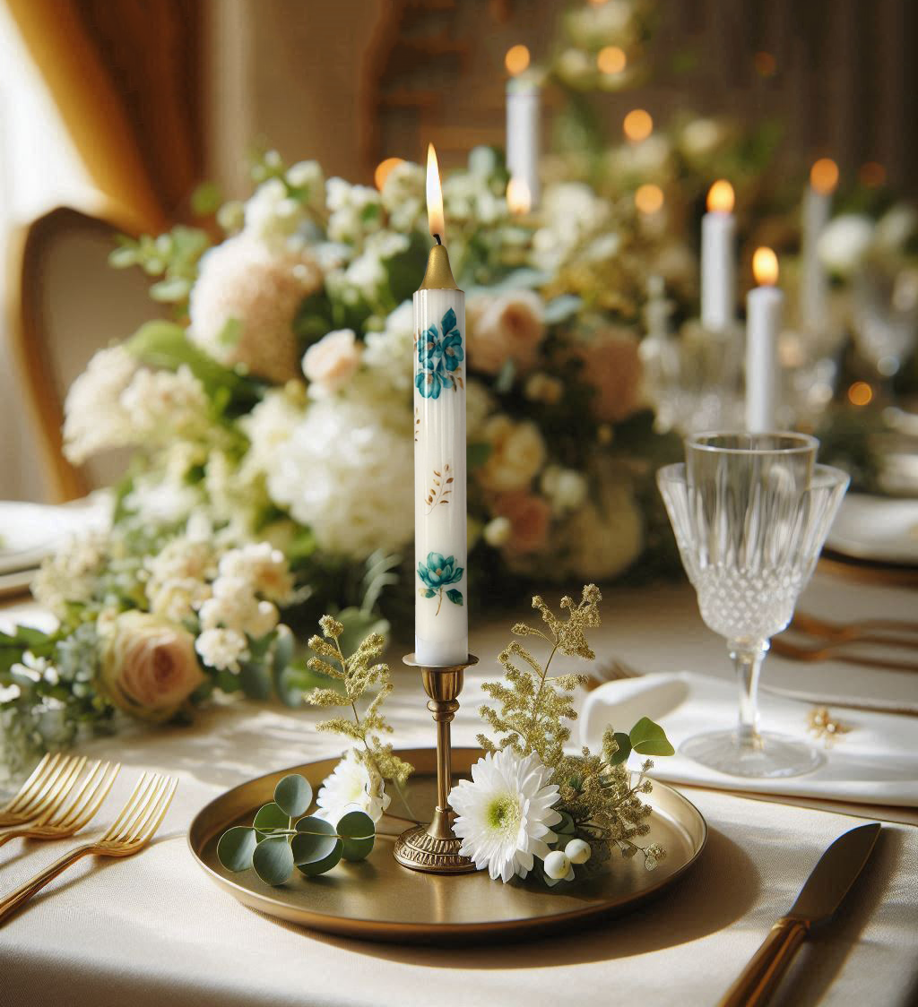 3-Pack Golden Green Floral Candles