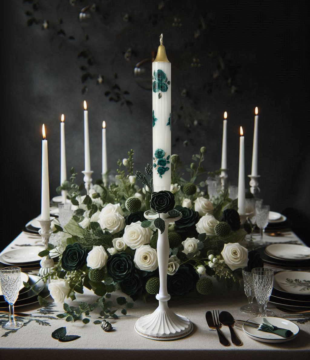 3-Pack Green Roses Candles
