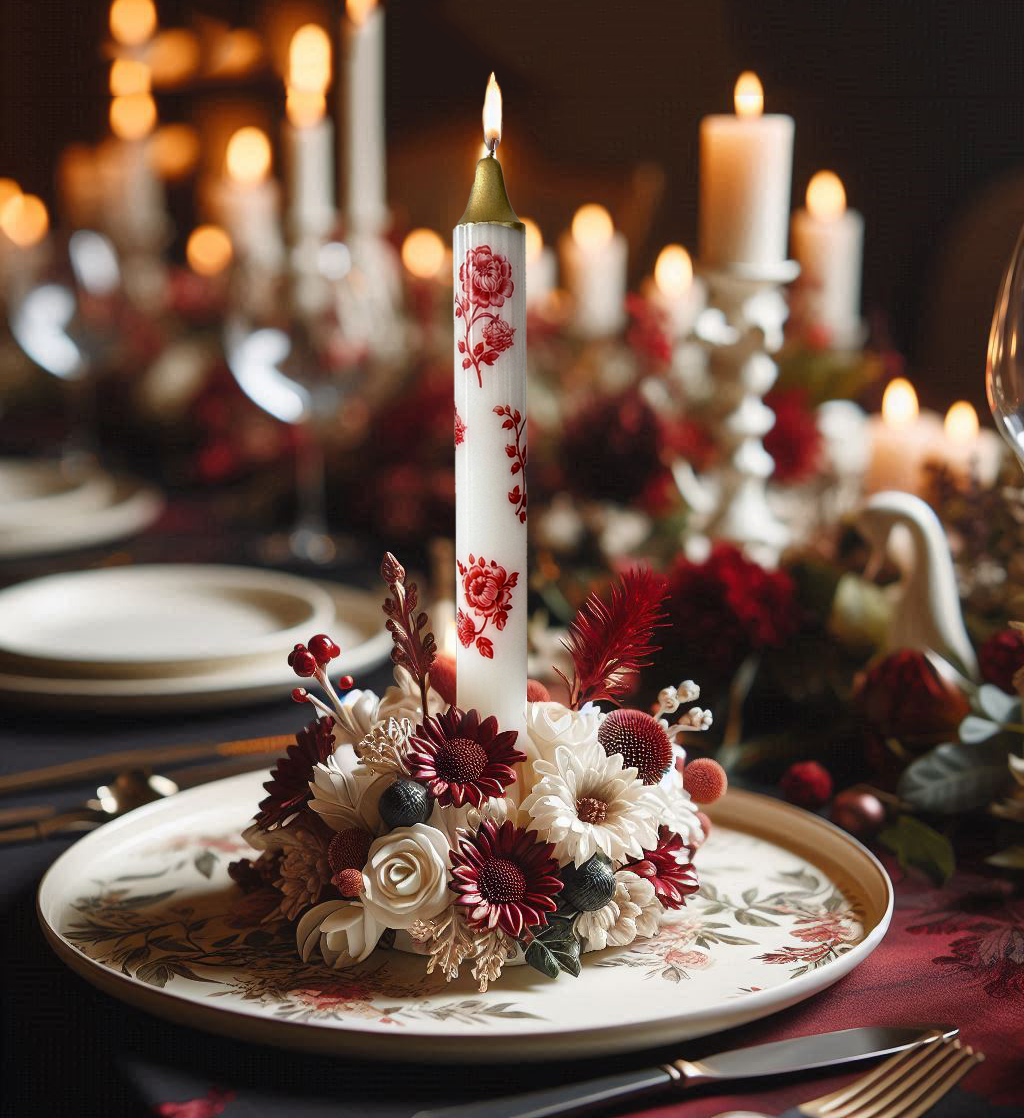 3-Pack Red Floral Candles