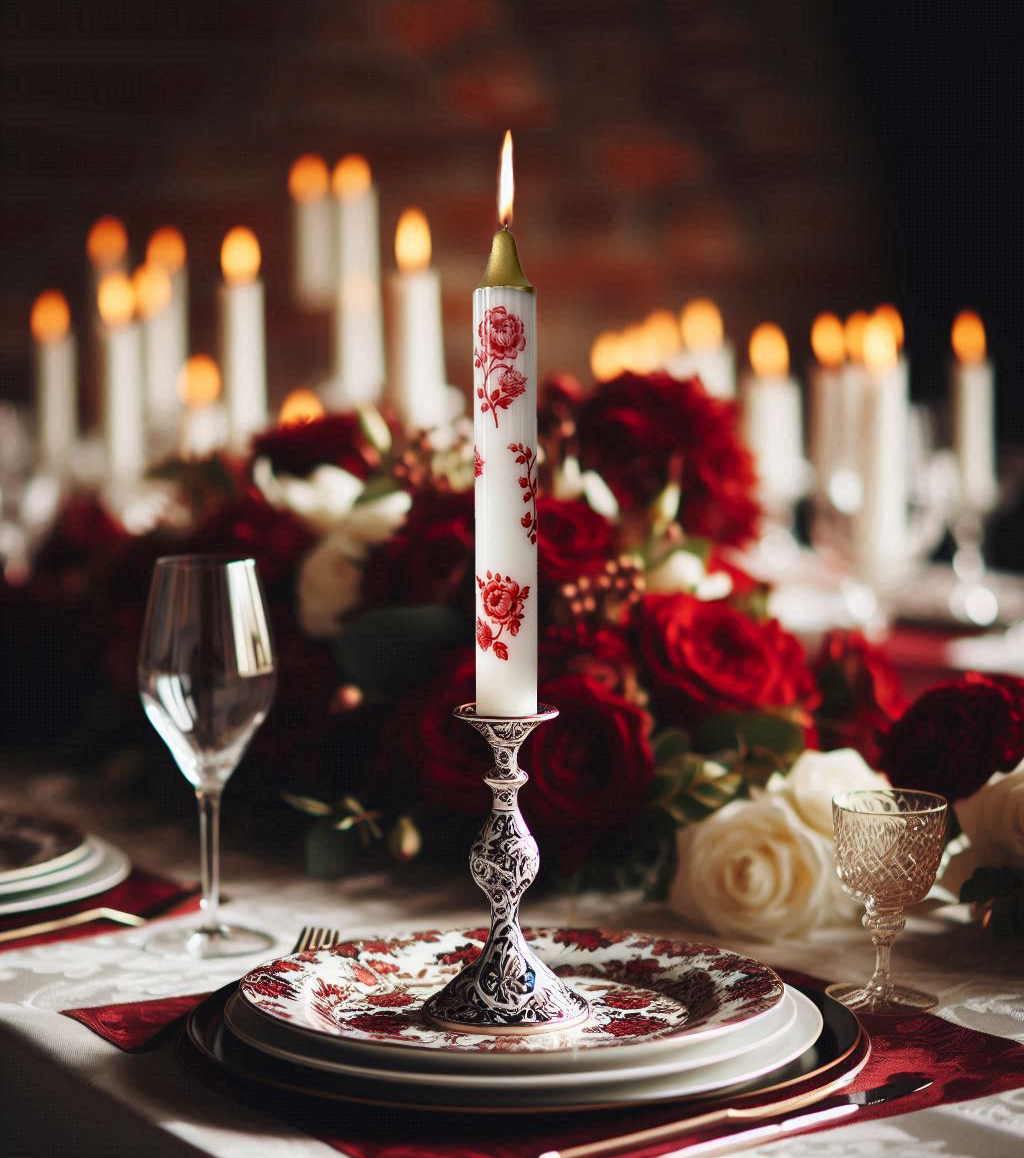 3-Pack Red Floral Candles