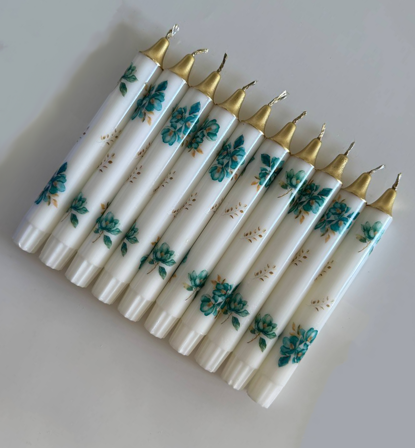 Golden Green Floral Candles(Buy More Pay Less)