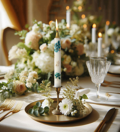 3-Pack Golden Green Floral Candles