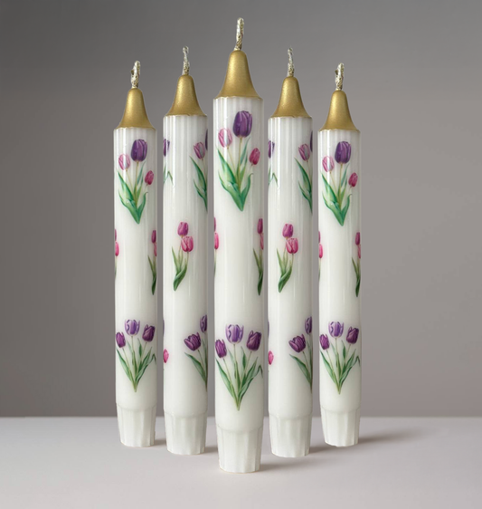 5-Pack Purple Tulip Candles