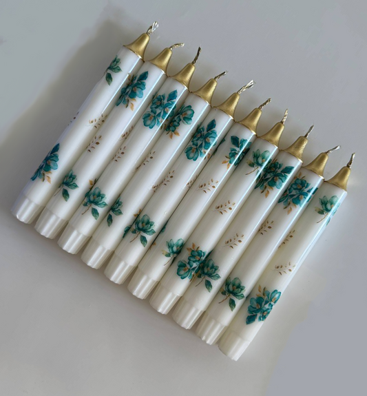 Golden Green Floral Candles(Buy More Pay Less)