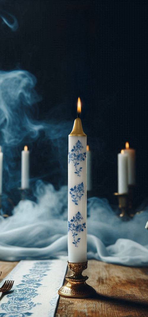 5-Pack Blue Floral Candles